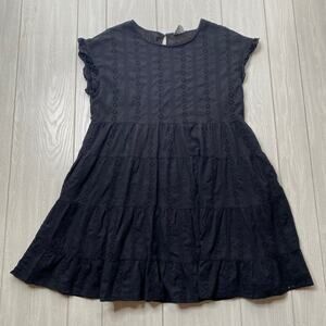 ARULA WOMEN'S BLACK FLORAL EYELIT ACCENT MINI DRESS SIZE XL